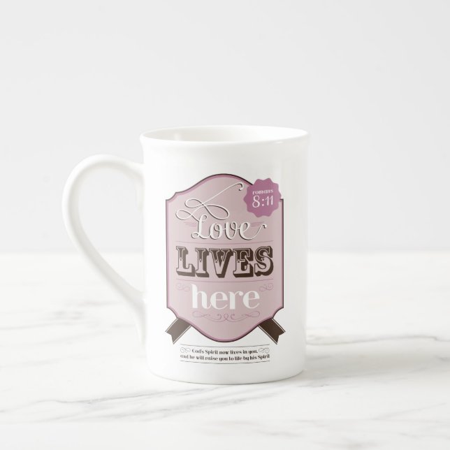 Christian cup Bible Scripture romans 8:11 Love (Left)