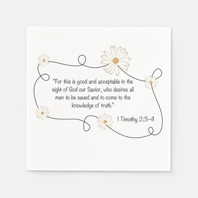 Christian Daisy Flower Bible Quote Napkin (Front)