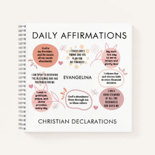 Christian Declarations Daily Affirmations Prayer Notebook