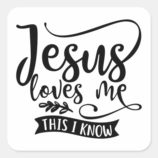 Christian Design Jesus Loves Me Square Sticker (Front)
