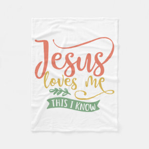 Christian Design Jesus Loves Me. This I Know Fleece Blanket