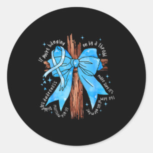 Christian Diabetes Awareness Blue Ribbon Cross Bib Classic Round Sticker