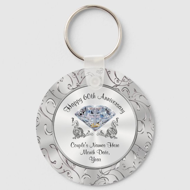 Christian Diamond 60th Anniversary Party Favors Keychain (Front)