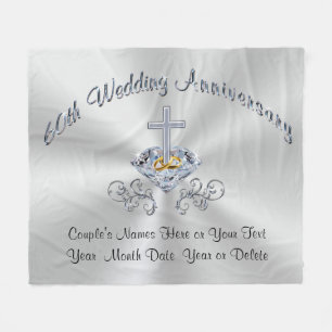 Christian Diamond Anniversary Gift, Personalized Fleece Blanket