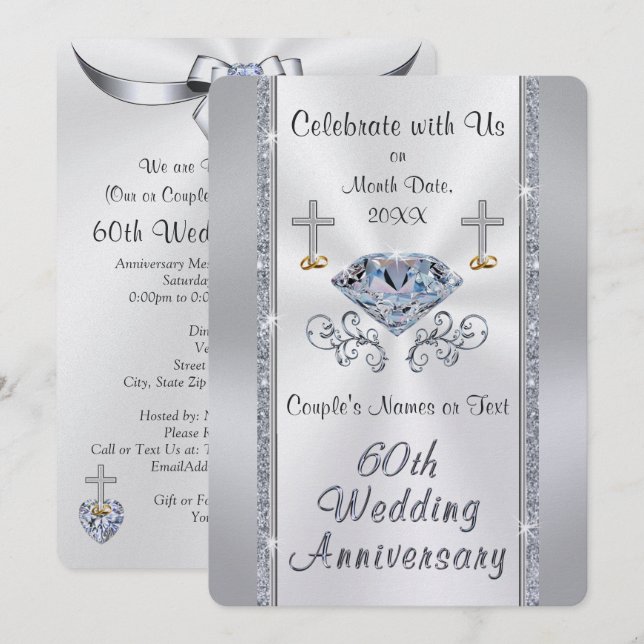 Christian Diamond Mariage Invitations (Devant / Derrière)
