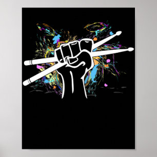 Christian Drumming Drum Sticks Cross Religious Ban Poster