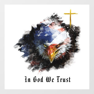 *~* Christian Eagle Cross Patriot USA Flag Veteran Window Cling
