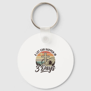 Christian Easter 3 Days Retro Cross Cave T-Shirt D Keychain