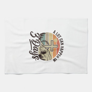 Christian Easter 3 Days Retro Cross Cave T-Shirt D Kitchen Towel