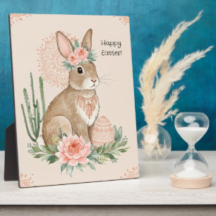 Christian Easter Bunny Boho Pastel Plaque