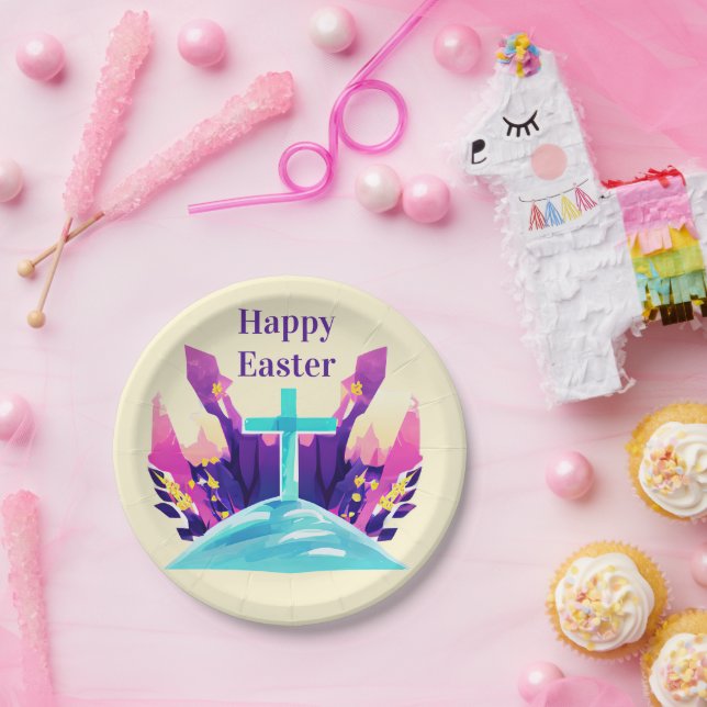 Christian Easter Cross  Paper Plate (Party)