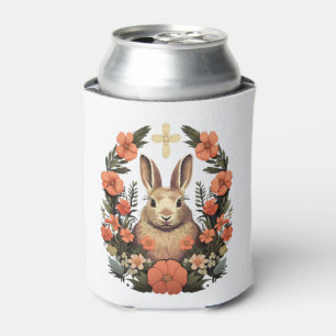 Christian Easter Day Cross Easter Bunny Rabbit Can Cooler