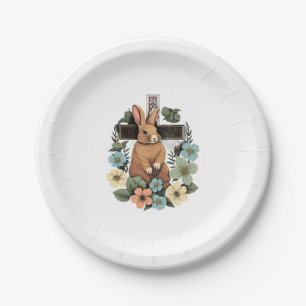 Christian Easter Day Cross Easter Bunny Rabbit   Paper Plate