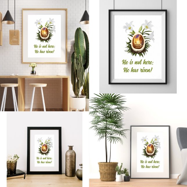 Christian Easter He is Risen Egg Cave Thorn Crown Poster (Creator Uploaded)