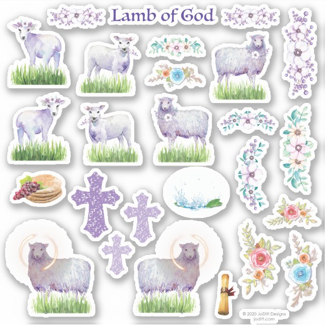 Christian Easter Lamb of God Watercolor Floral (Front)