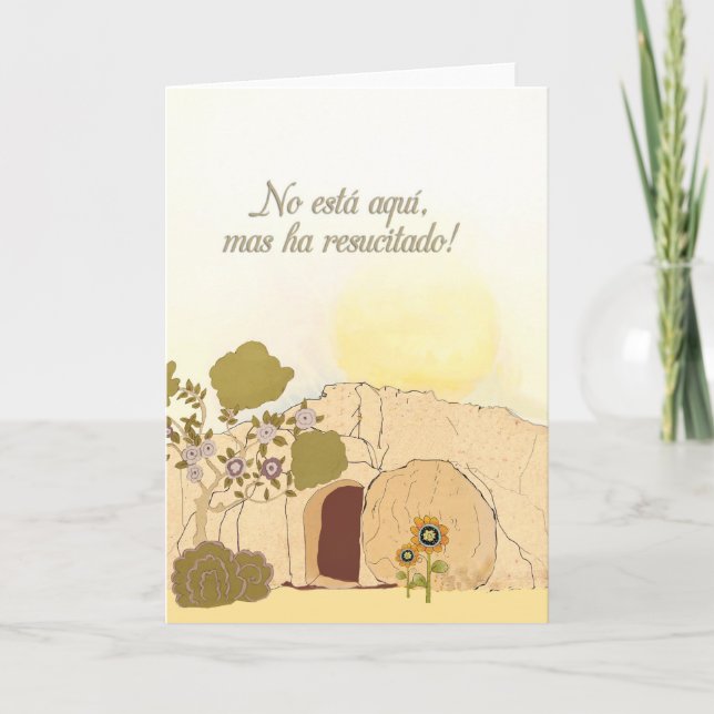 Christian Easter wishes in Spanish (He is risen) Holiday Card (Front)