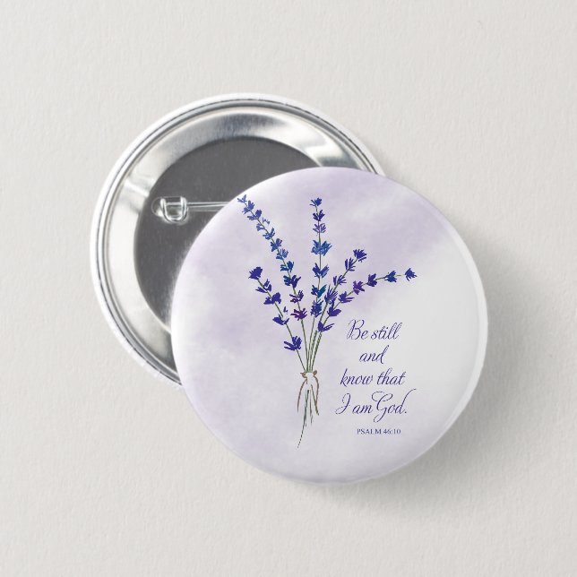 Christian Encouragement Lavender with Scripture  2 Inch Round Button (Front & Back)