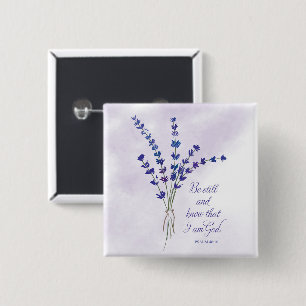 Christian Encouragement Lavender with Scripture  2 Inch Square Button