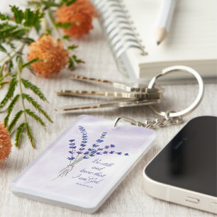 Christian Encouragement Lavender with Scripture  Keychain