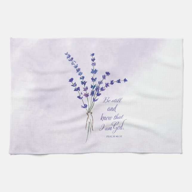 Christian Encouragement Lavender with Scripture  Kitchen Towel (Horizontal)