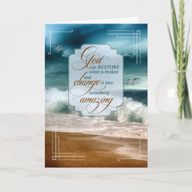 Christian Encouragement Ocean Waves Card (Front)
