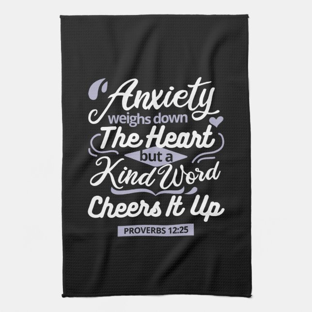 Christian Encouragement Quote – Anxiety & Kindness Kitchen Towel (Vertical)