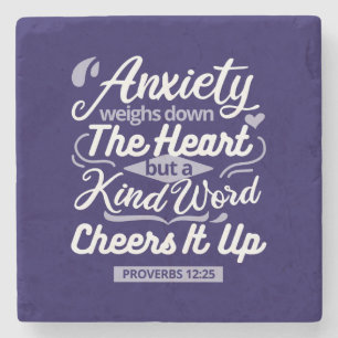 Christian Encouragement Quote – Anxiety & Kindness Stone Coaster