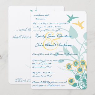 Christian Faire-part de mariage Humming Oiseaux Fl