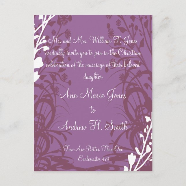 Christian Faire-part de mariage Purple Elegance (Devant)