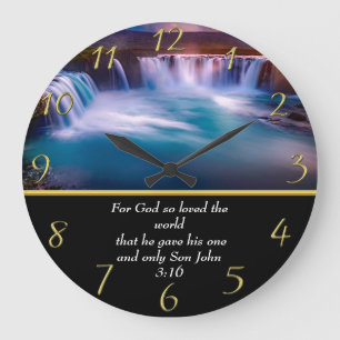 Christian Faith a waterfall John 3:16  Large Clock