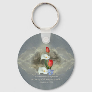 Christian Faith Art ~ Matthew 19:26 Keychain