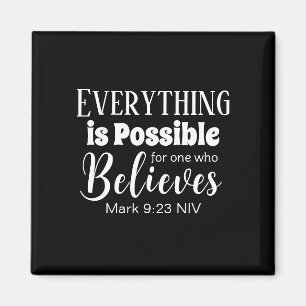 Christian Faith Bible Verse Believe Black Magnet