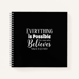 Christian Faith Bible Verse Believe Black Notebook