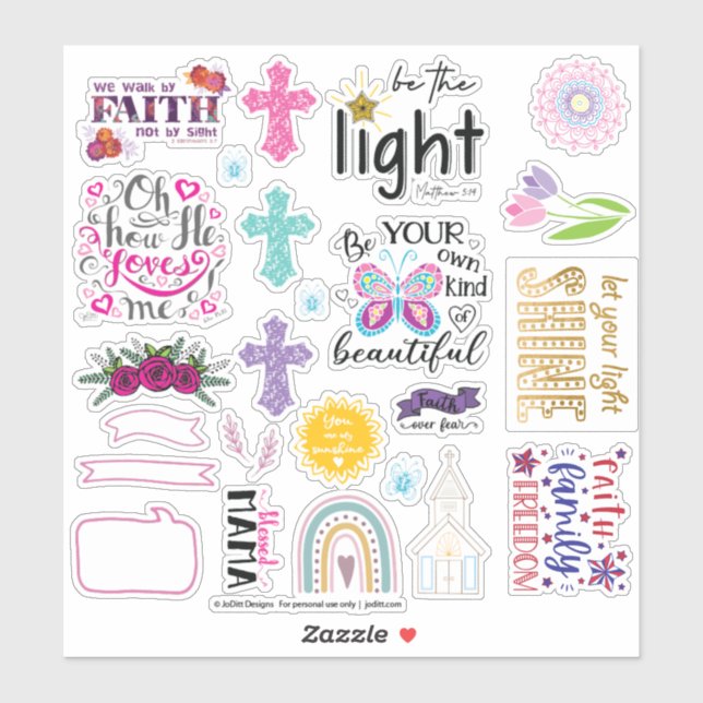 Christian Faith Bible Verse Scripture Stickers (Sheet)