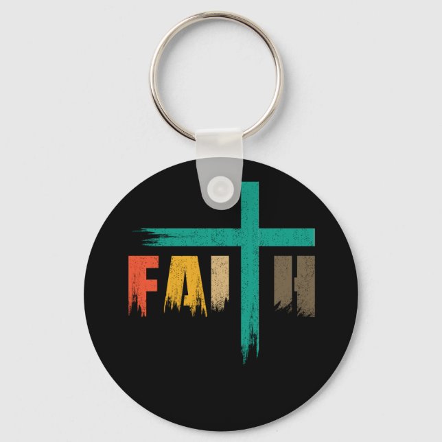 Christian Faith Cross Vintage Keychain (Front)