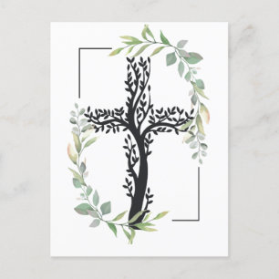 Christian Faith Cross with Branches Postcard
