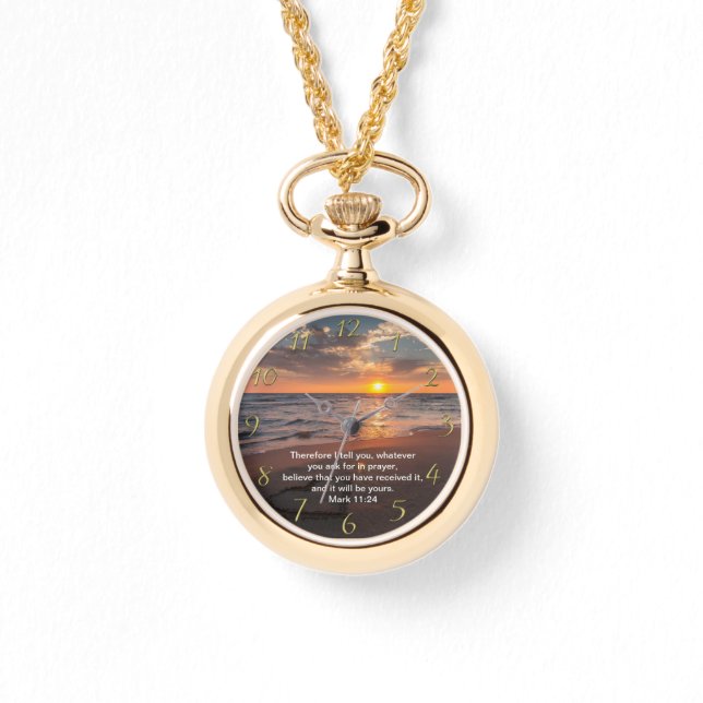 Christian Faith cross with Mark 11:24  Watch (Front)