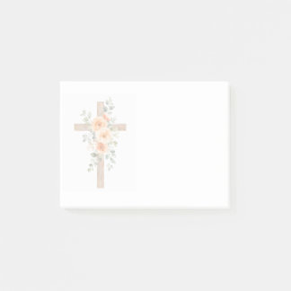Christian Faith Cross with Orange Flowers Notepad