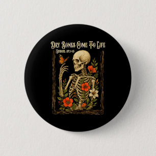 Christian Faith Dry Bones Come To Life Skeleton Fl 2 Inch Round Button