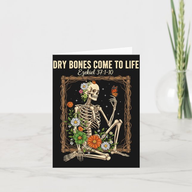 Christian Faith Dry Bones Come To Life Skeleton Fl Card (Front)