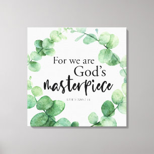 Christian Faith Eucalyptus God's Masterpiece Verse Canvas Print