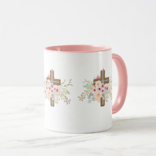 Christian Faith Floral Cross Mug AJOUTER LE TEXTE