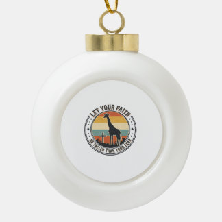 Christian Faith Giraffe Inspirational Retro Sunset Ceramic Ball Christmas Ornament