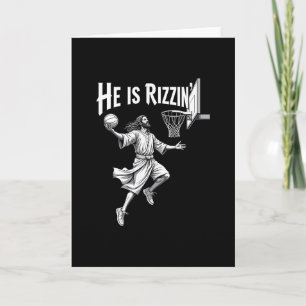 Christian Faith He Is Rizzin Jesus Sketll Hoop Card