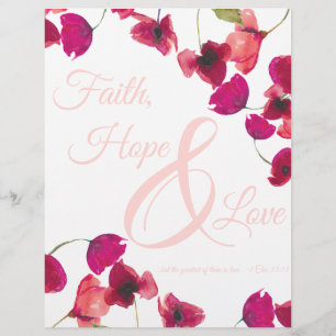 Christian Faith, Hope and Love Scripture Floral Letterhead