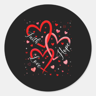 Christian Faith Hope Love Hearts Religious Valenti Classic Round Sticker