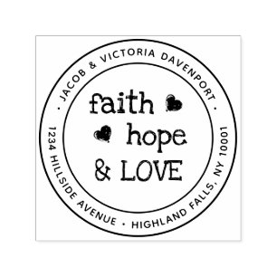 Christian Faith Hope Love Return Address Self-inking Stamp