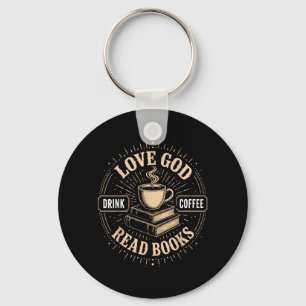Christian Faith Jesus Books Coffee Believer Keychain