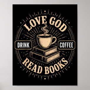 Christian Faith Jesus Books Coffee Believer Poster