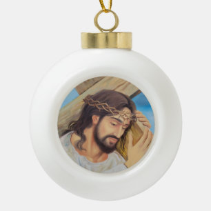 Christian Faith Jesus Christ Ceramic Ball Christmas Ornament